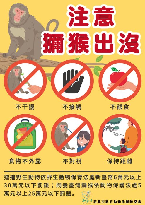 公告:臺灣獼猴防治與安全注意宣導圖片