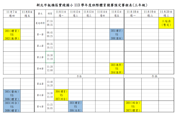 113班際體育競賽_全壘打大賽_三年級賽程圖片